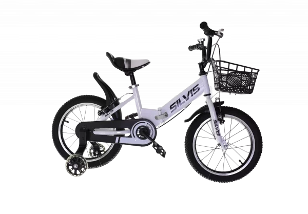 Bicicleta copii 5-7 ani cu roti ajutatoare pliabila 16 inch Alb