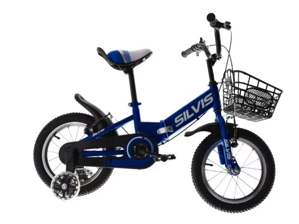 Bicicleta copii 3-5 ani cu roti ajutatoare pliabila 14 inch Albastru Inchis