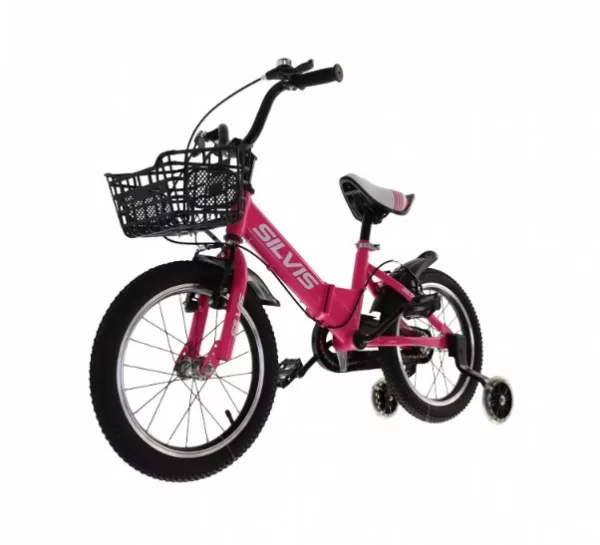 Bicicleta copii 3-5 ani cu roti ajutatoare pliabila 14 inch ROZ