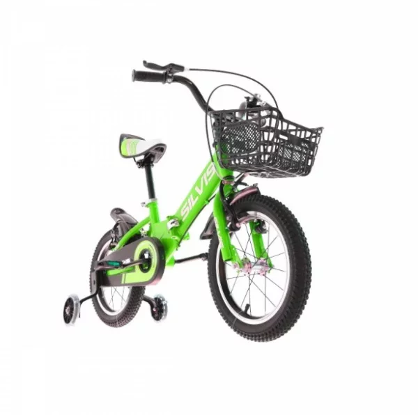Bicicleta copii 3-5 ani cu roti ajutatoare pliabila 14 inch VERDE