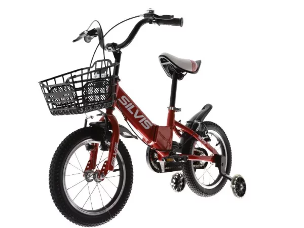 Bicicleta copii 3-5 ani cu roti ajutatoare pliabila 14 inch ROSU