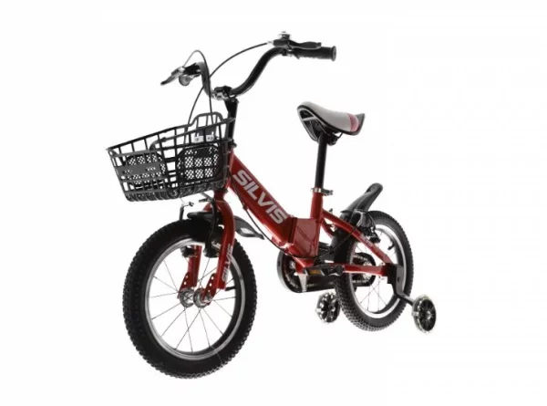 Bicicleta copii 5-7 ani cu roti ajutatoare pliabila 16 inch ROSU
