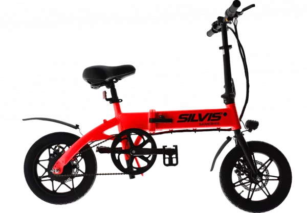 Bicicleta Electrica Pliabila SILVIS 14 ROSU 250W Single Speed Rulare full electric sau pedalare asistata 25km/h Baterie 8AH