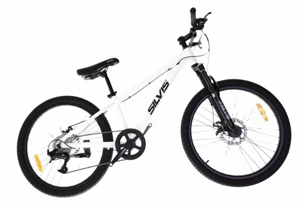 Bicicleta SILVIS Copii MTB roti 24 inch, cadru aluminiu, 8 viteze L-Twoo, frane disc mecanice, furca cu suspensie, Alb