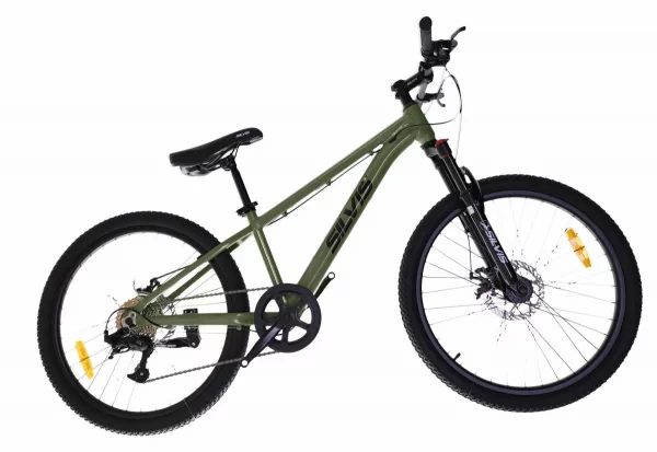 Bicicleta SILVIS Copii MTB roti 24 inch, cadru aluminiu, 8 viteze L-Twoo, frane disc mecanice, furca cu suspensie, Kaki