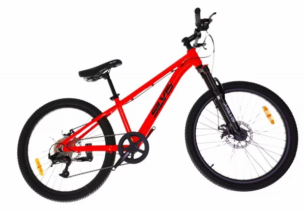 Bicicleta SILVIS Copii MTB roti 24 inch, cadru aluminiu, 8 viteze L-Twoo, frane disc mecanice, furca cu suspensie, Rosu