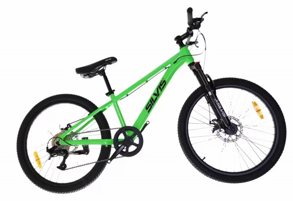 Bicicleta SILVIS Copii MTB roti 24 inch, cadru aluminiu, 8 viteze L-Twoo, frane disc mecanice, furca cu suspensie, verde