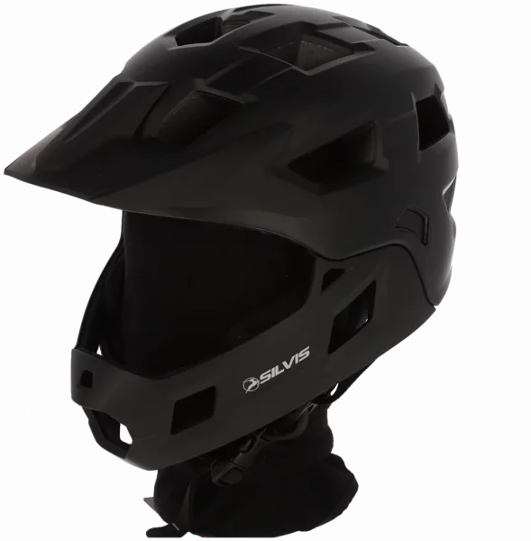 Casca SILVIS Full Face Copii 50-55cm MTB BMX, ventilata, usoara, NEGRU
