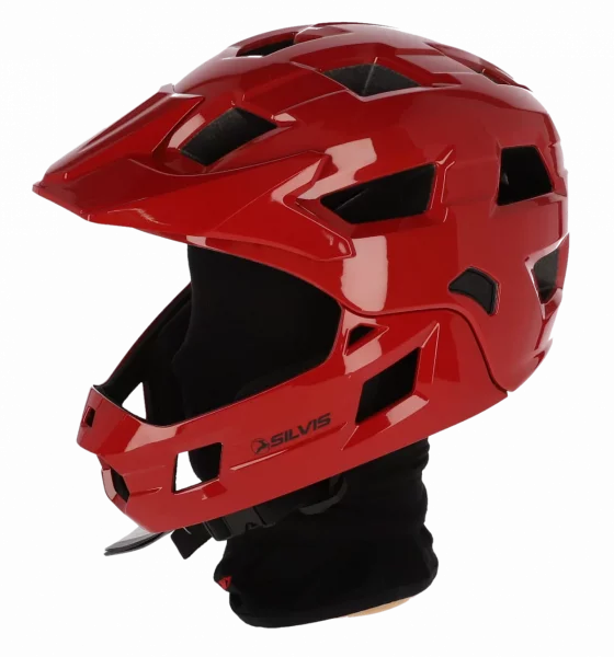 Casca SILVIS Full Face Copii 50-55cm MTB BMX, ventilata, usoara, ROSU