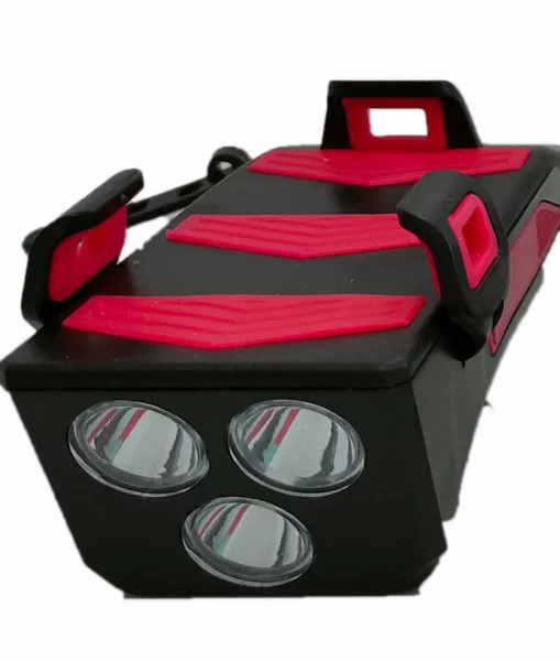 Lampa SILVIS iluminat fata 3 lumini Claxon Suport telefon mufa incarcare telefon ROSU