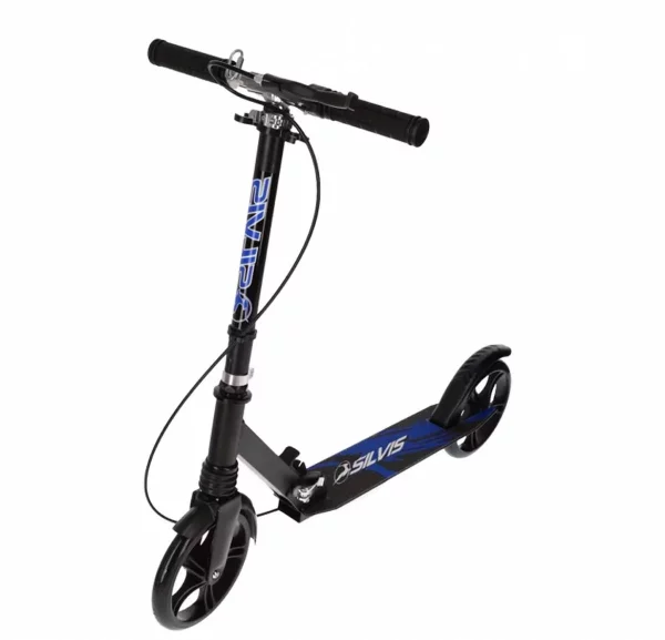 Trotineta pentru adulti si copii, roti 200 mm PU, cadru aluminiu, suspensie, frana pe ghidon, sarcina 100 kg